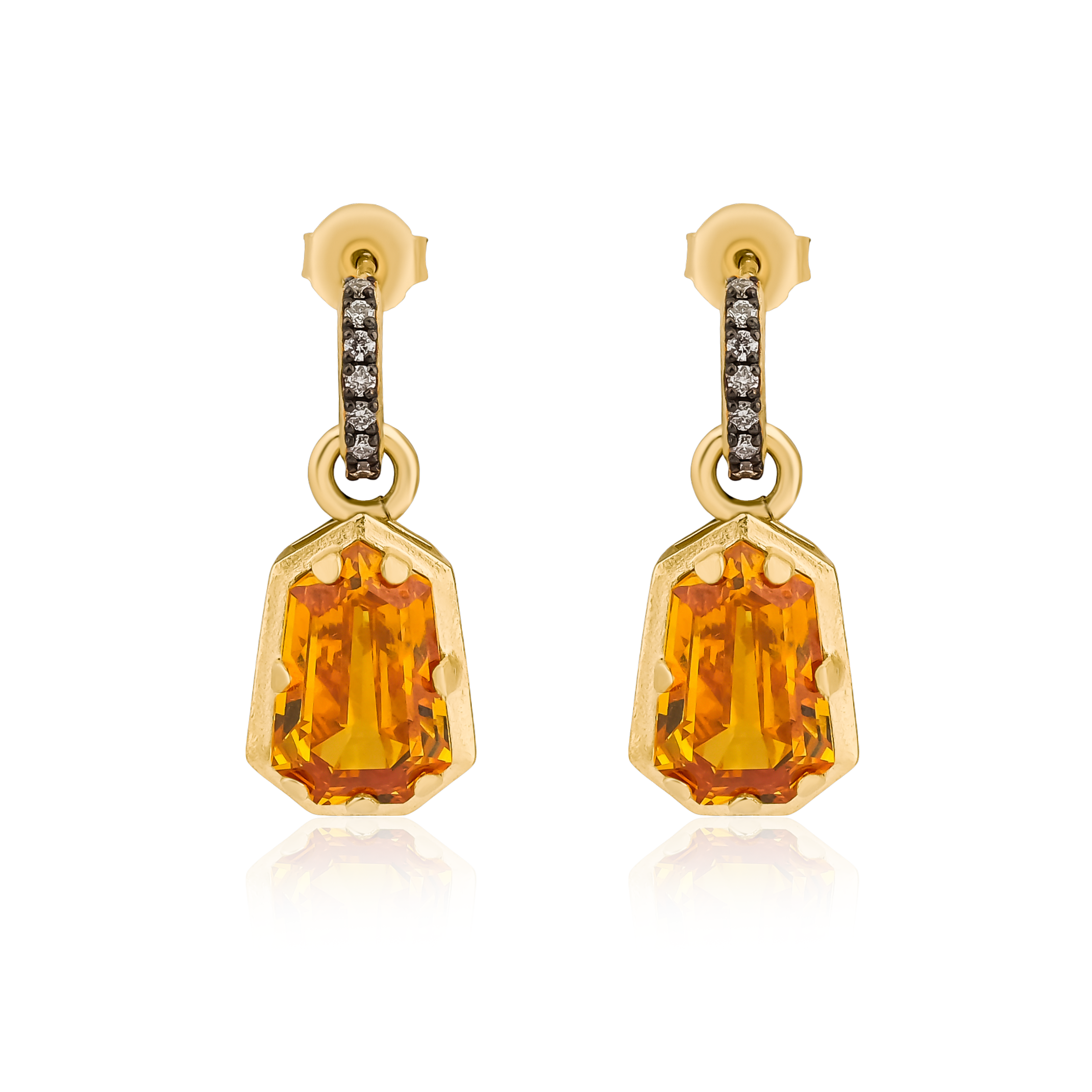 Special-Cut Citrine & Diamond Earrings