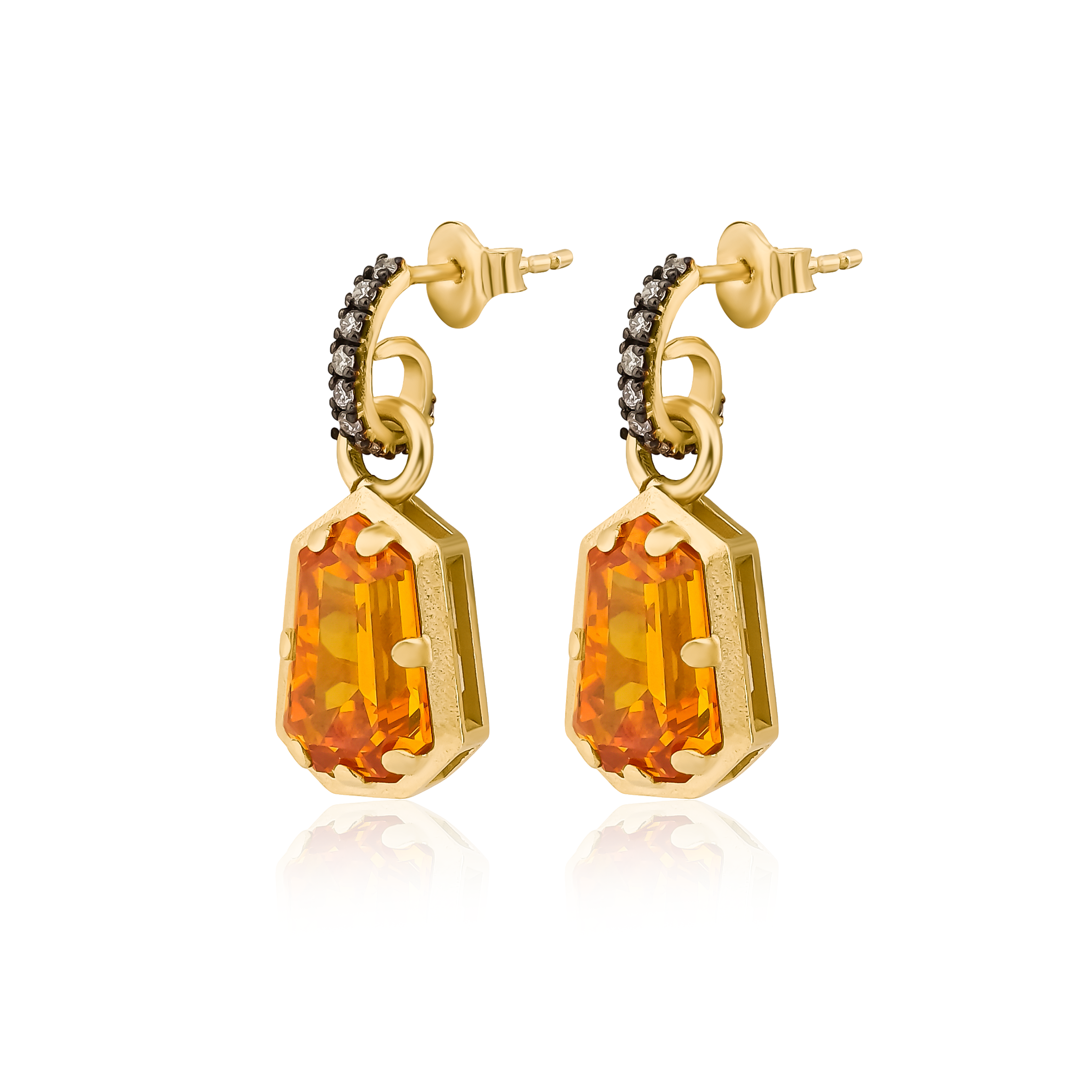 Special-Cut Citrine & Diamond Earrings