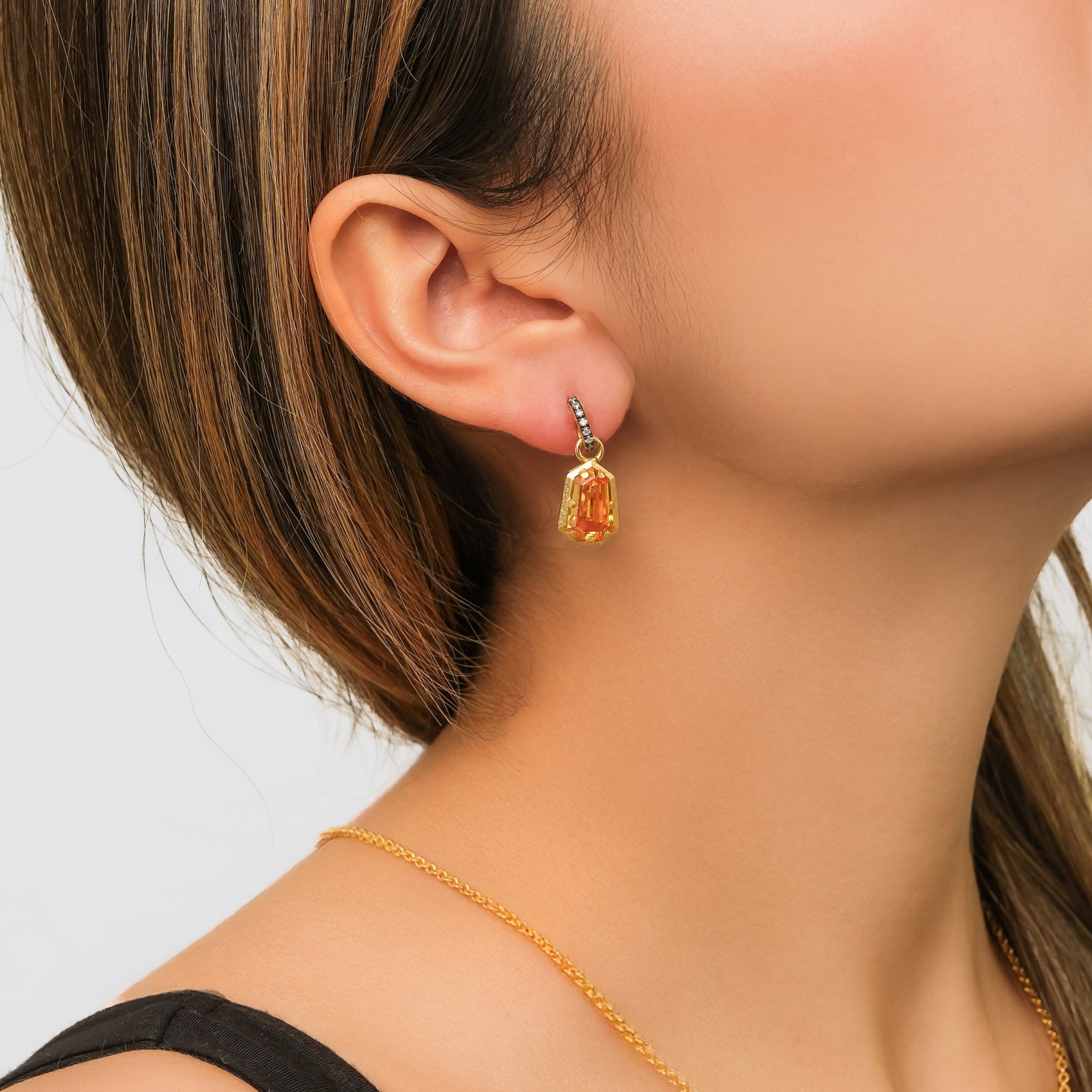 Special-Cut Citrine & Diamond Earrings