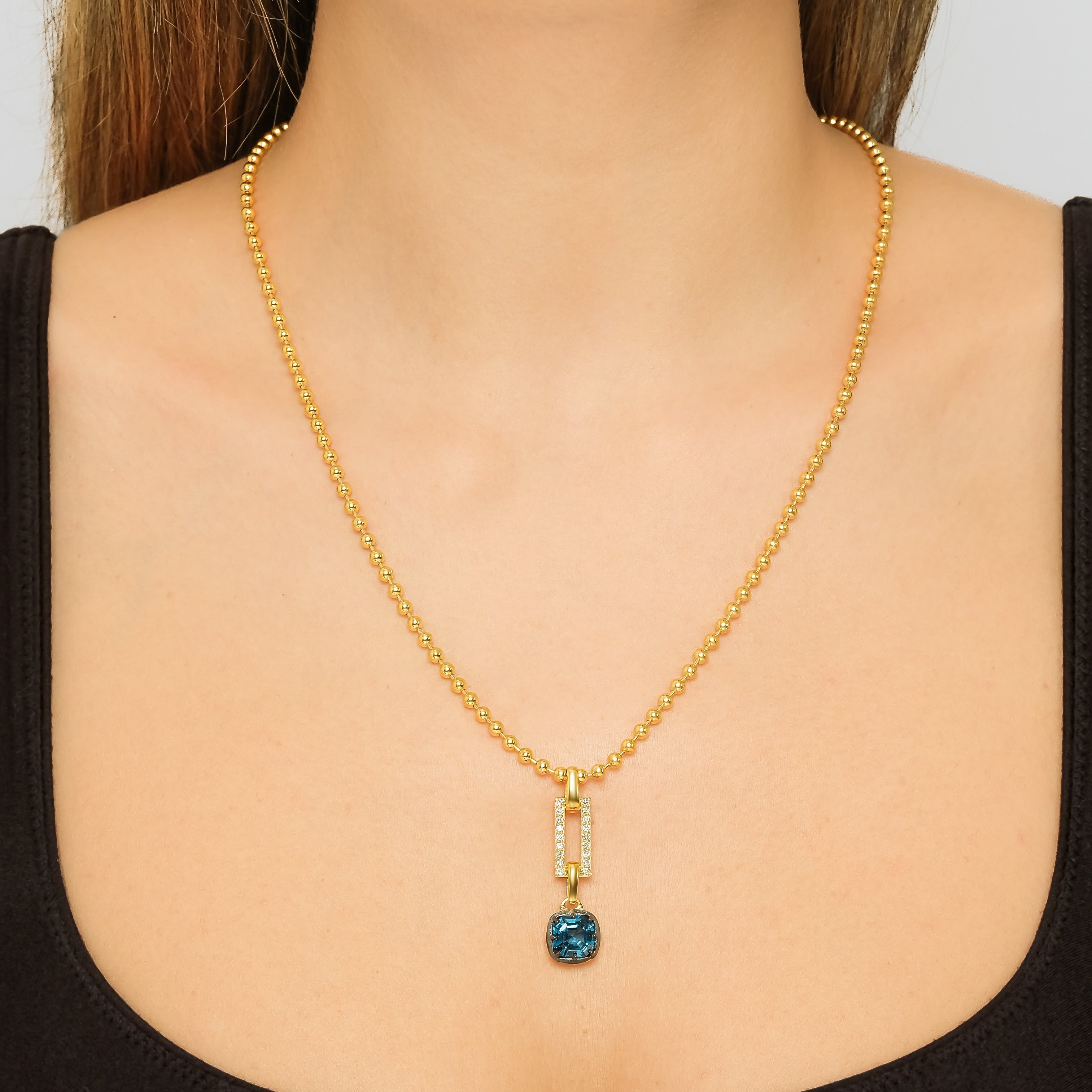 Paraiba In-Frame Necklace with Pavé Diamonds