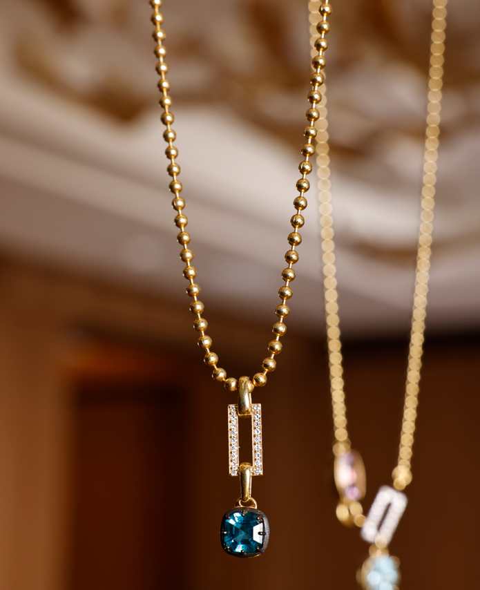 Paraiba In-Frame Necklace with Pavé Diamonds