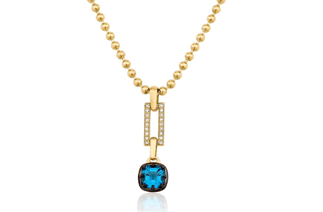 Paraiba In-Frame Necklace with Pavé Diamonds