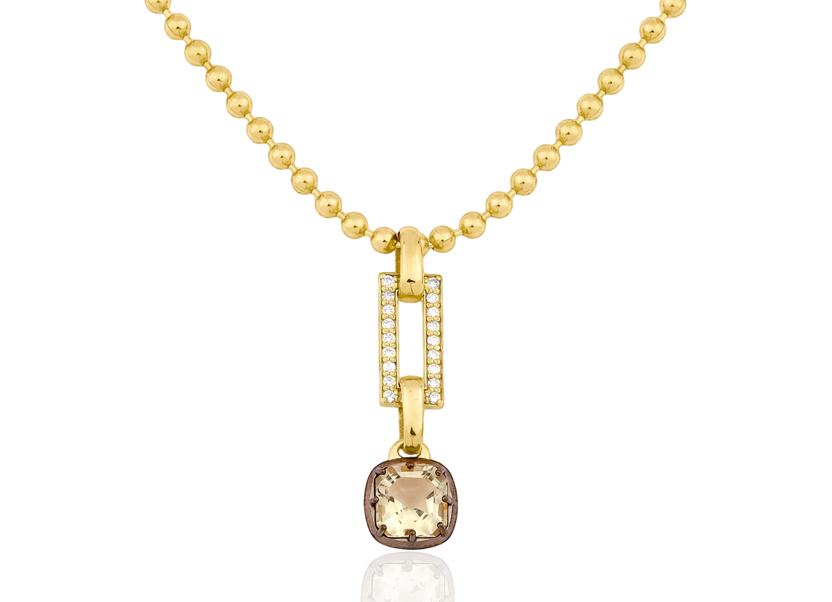 Green Amethyst In-Frame Necklace with Pavé Diamonds