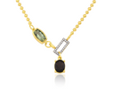 Smoky Quartz & Emerald In-Frame Necklace with Pavé Diamonds