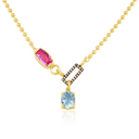 Sky Topaz & Pink Sapphire In-Frame Necklace with Pavé Diamonds