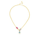 Sky Topaz & Pink Sapphire In-Frame Necklace with Pavé Diamonds