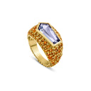 Special-Cut Aquamarine & Citrine Pavé Ring