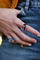 Morganite Ring with Black Spinel Pavé Setting