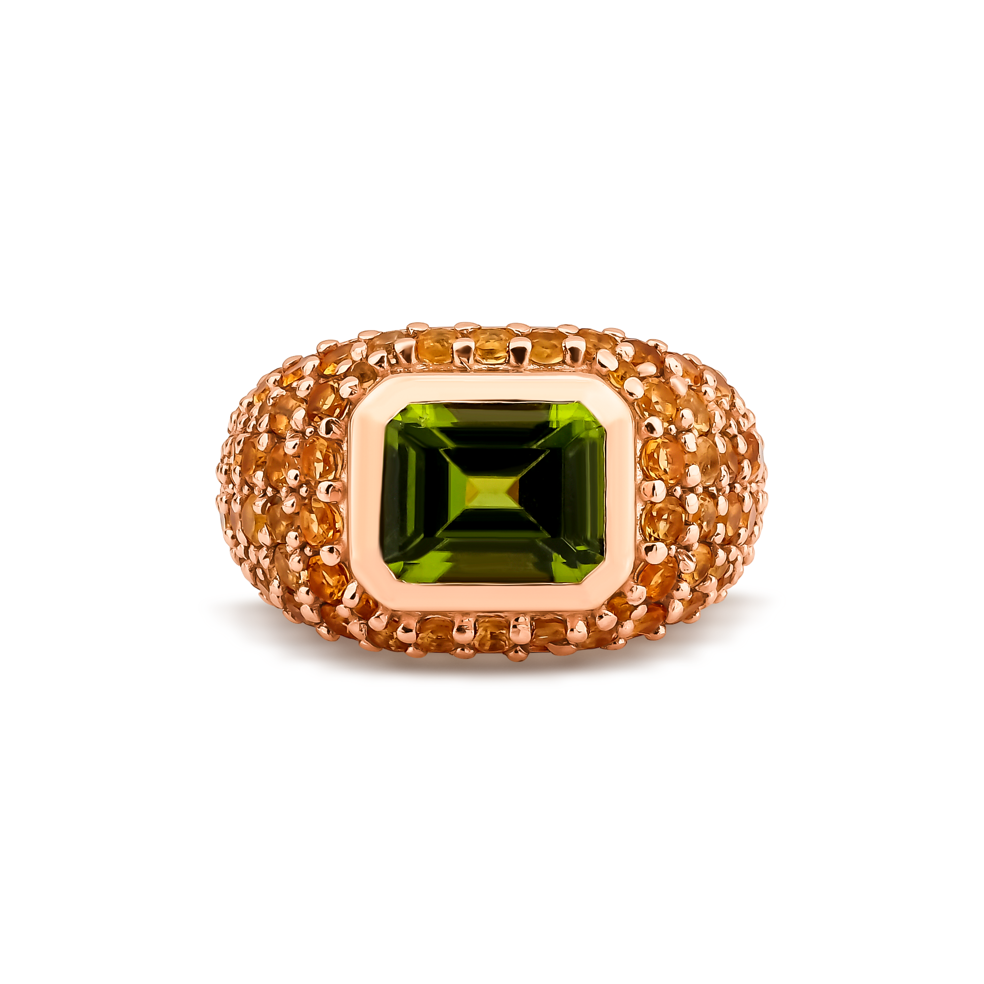 Peridot & Citrine Pavé Ring