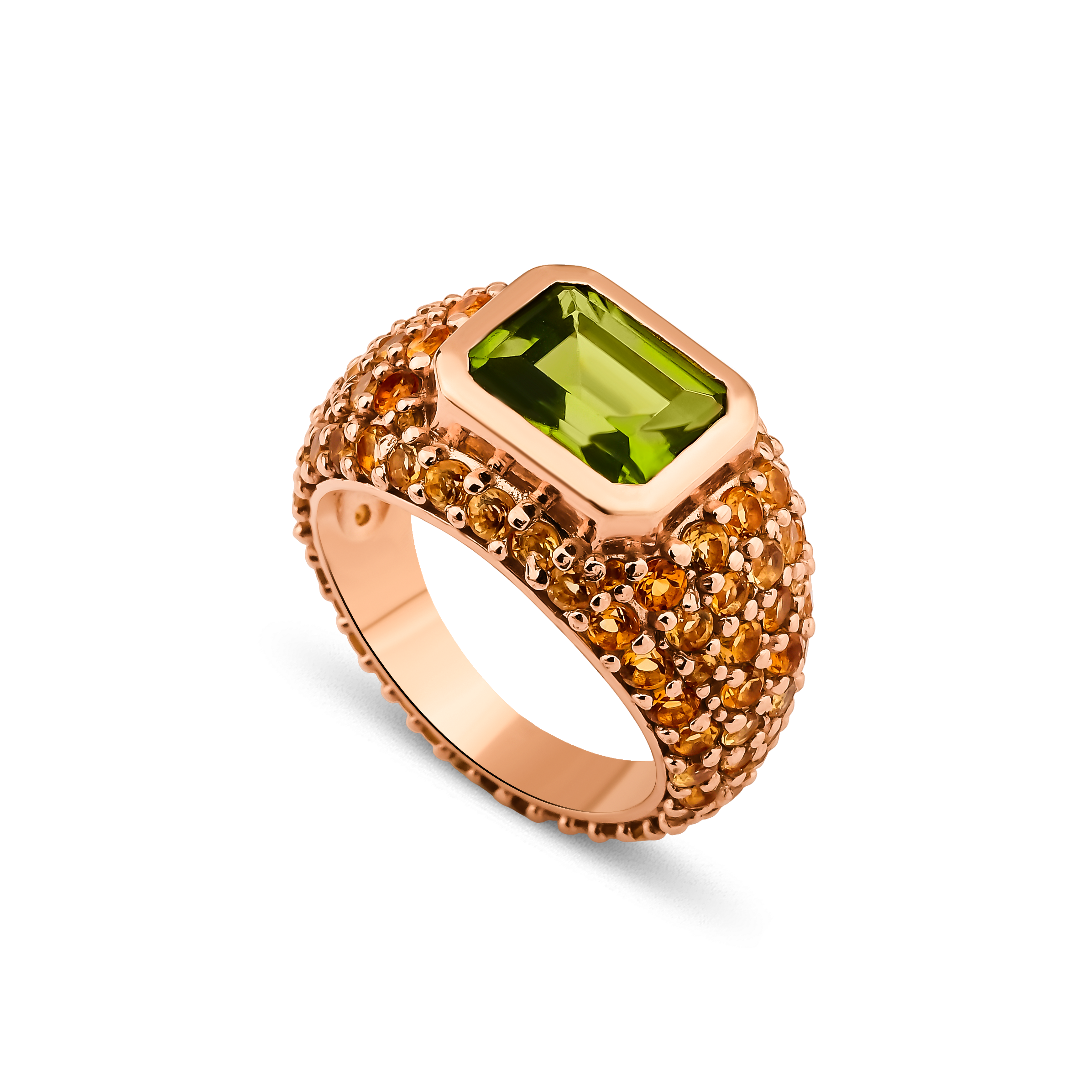 Peridot & Citrine Pavé Ring