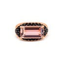 Morganite Ring with Black Spinel Pavé Setting