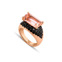 Morganite Ring with Black Spinel Pavé Setting
