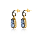 Special-Cut Blue Topaz & Diamond Earrings