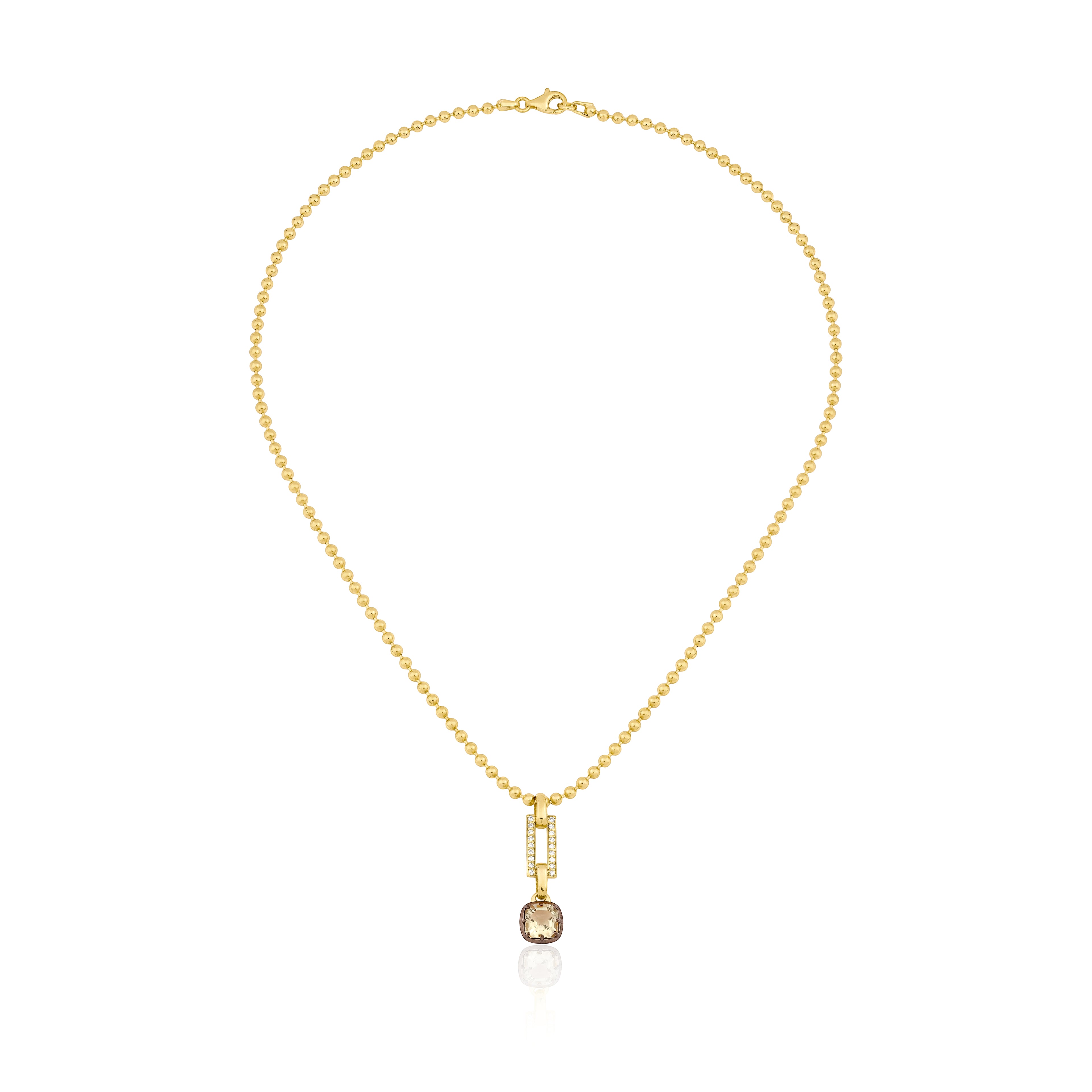 Green Amethyst In-Frame Necklace with Pavé Diamonds