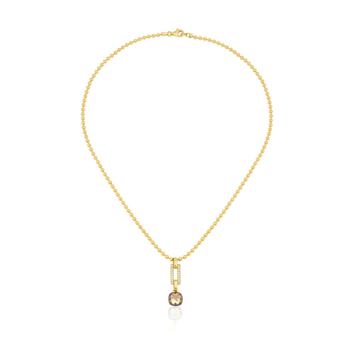 Green Amethyst In-Frame Necklace with Pavé Diamonds