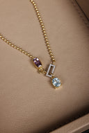 Sky Topaz & Amethyst In-Frame Necklace with Pavé Diamonds