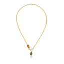 Green Tourmaline & Citrine In-Frame Necklace with Pavé Diamonds