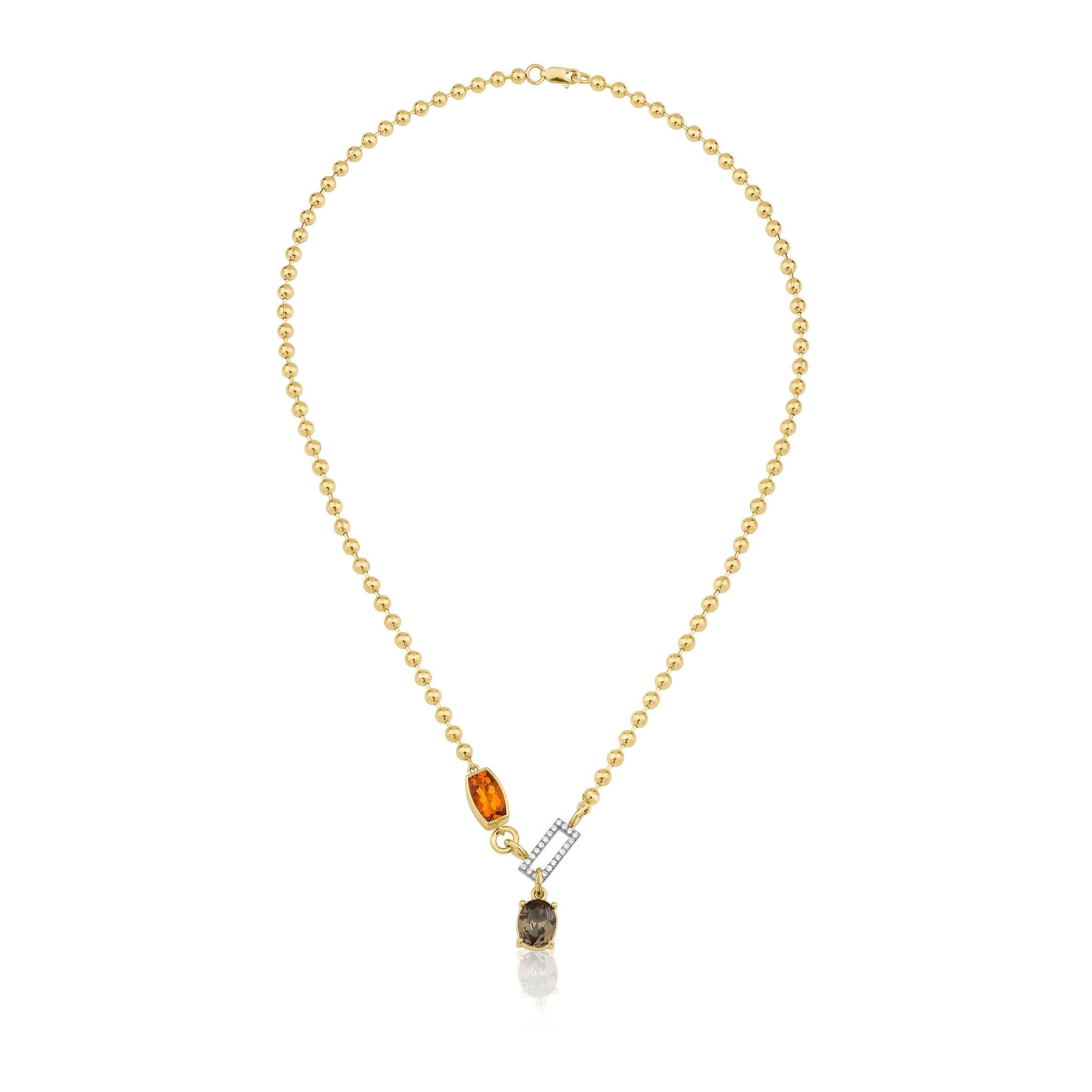 Green Tourmaline & Citrine In-Frame Necklace with Pavé Diamonds