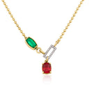 Ruby & Green Tourmaline In-Frame Necklace with Pavé Diamonds