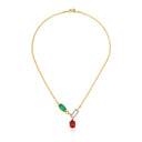 Ruby & Green Tourmaline In-Frame Necklace with Pavé Diamonds