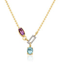 Sky Topaz & Amethyst In-Frame Necklace with Pavé Diamonds