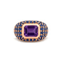Amethyst & Blue Sapphire Pavé Ring