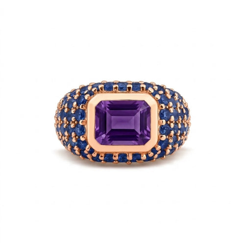 Amethyst & Blue Sapphire Pavé Ring