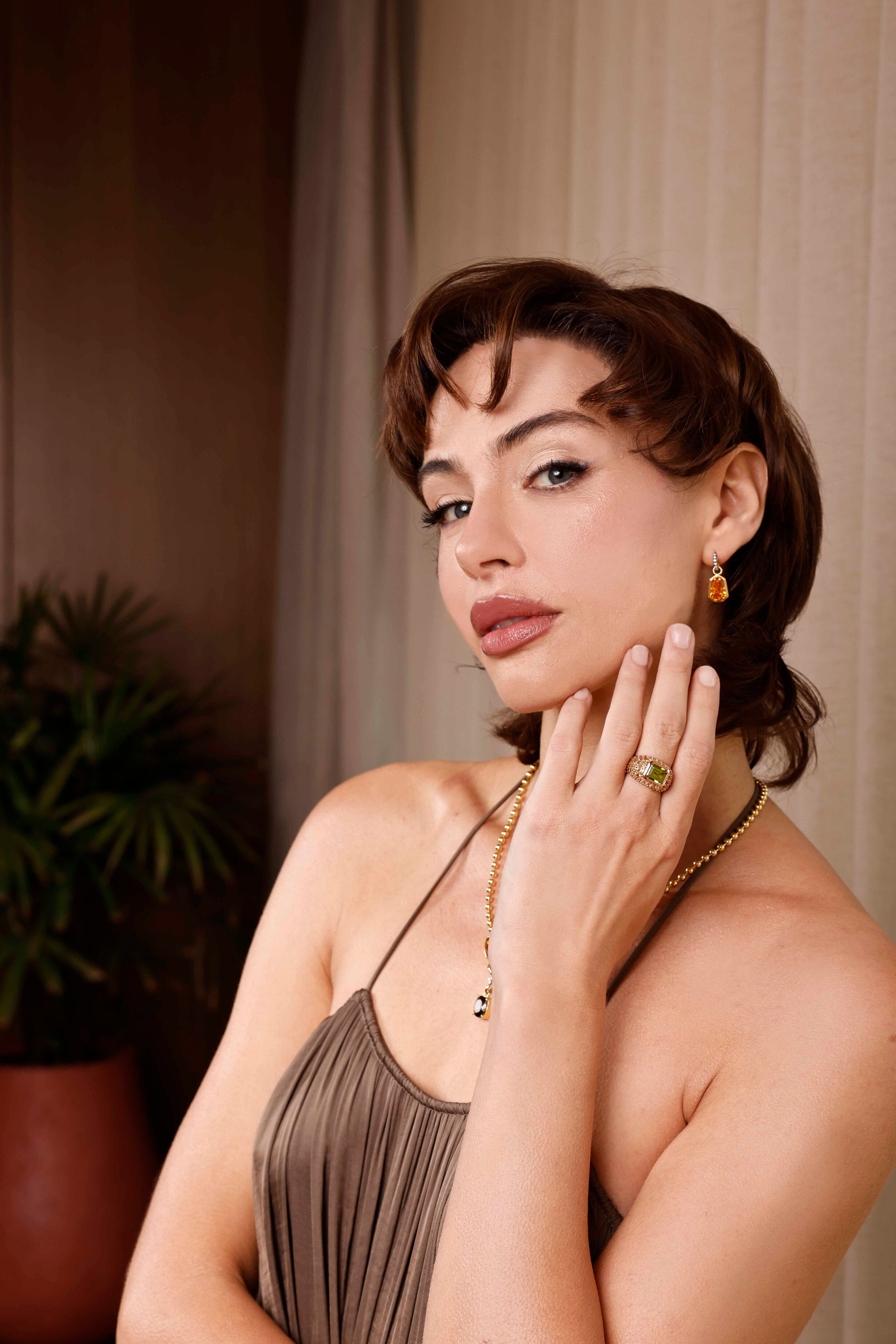 Peridot & Citrine Pavé Ring