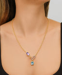 Sky Topaz & Amethyst In-Frame Necklace with Pavé Diamonds